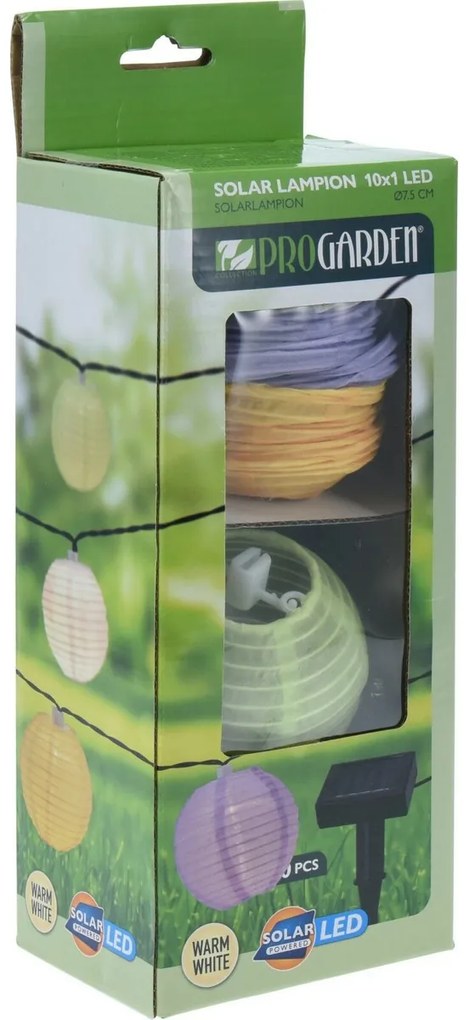 Lanț solar ProGarden cu lanterne LED colorate, 3m, alb cald