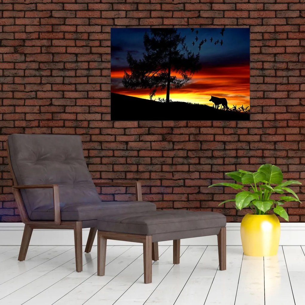 Tablou - Silueta unui lup (90x60 cm)