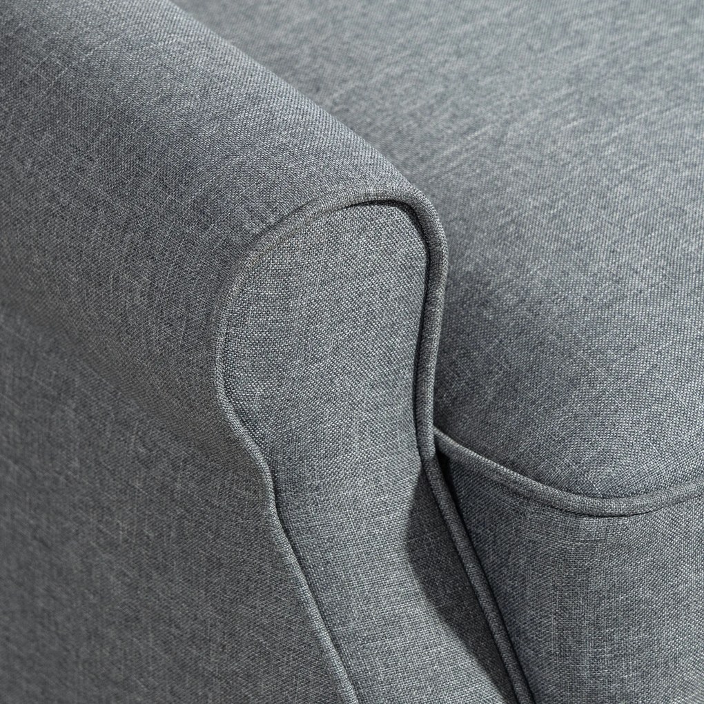 HOMCOM Fotoliu Reclinabil 132° max din Țesătură cu Efect de In cu Suport pentru Picioare, 74x84x102 cm, Gri | Aosom Romania