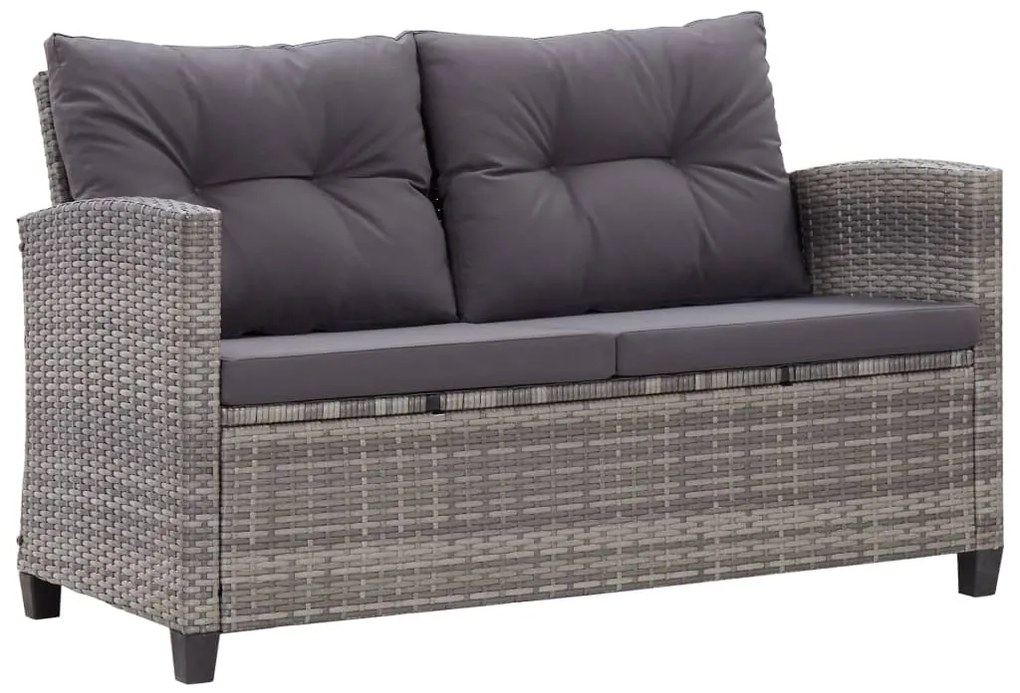 vidaXL Canapea de grădină cu 2 locuri cu perne, gri, 124 cm, poliratan