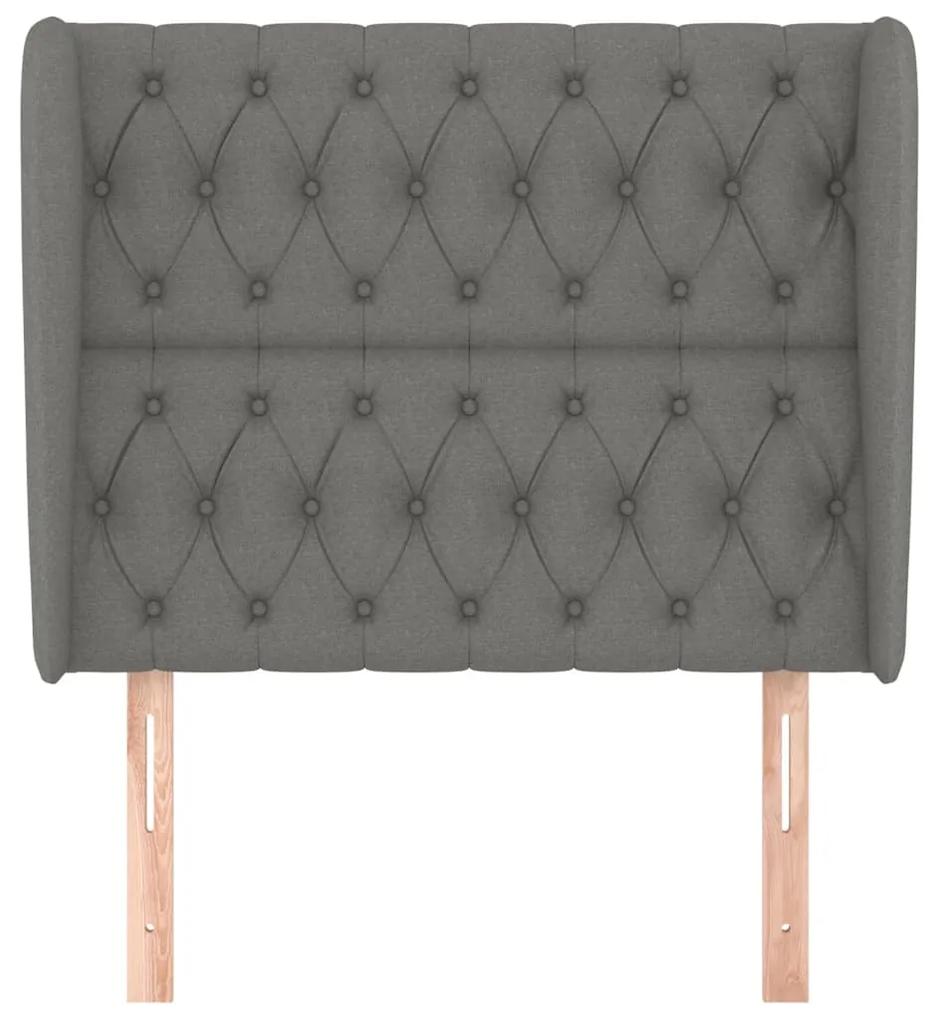 Tablie de pat cu aripioare gri inchis 103x23x118 128 cm textil 1, Morke gra, 103 x 23 x 118 128 cm
