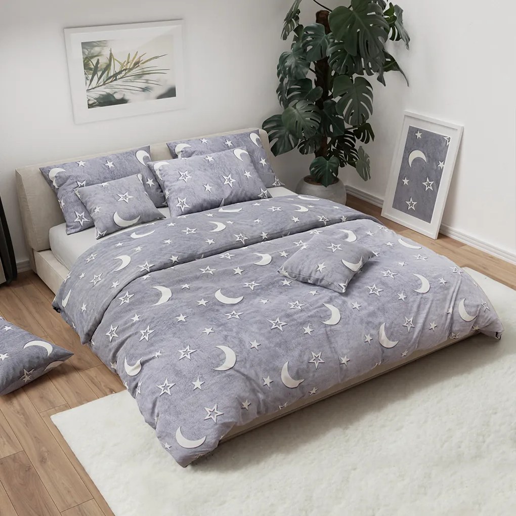 Lenjerie cocolino luminoasa BIG MOON gri Dimensiune lenjerie de pat: 70 x 90 cm | 140 x 200 cm