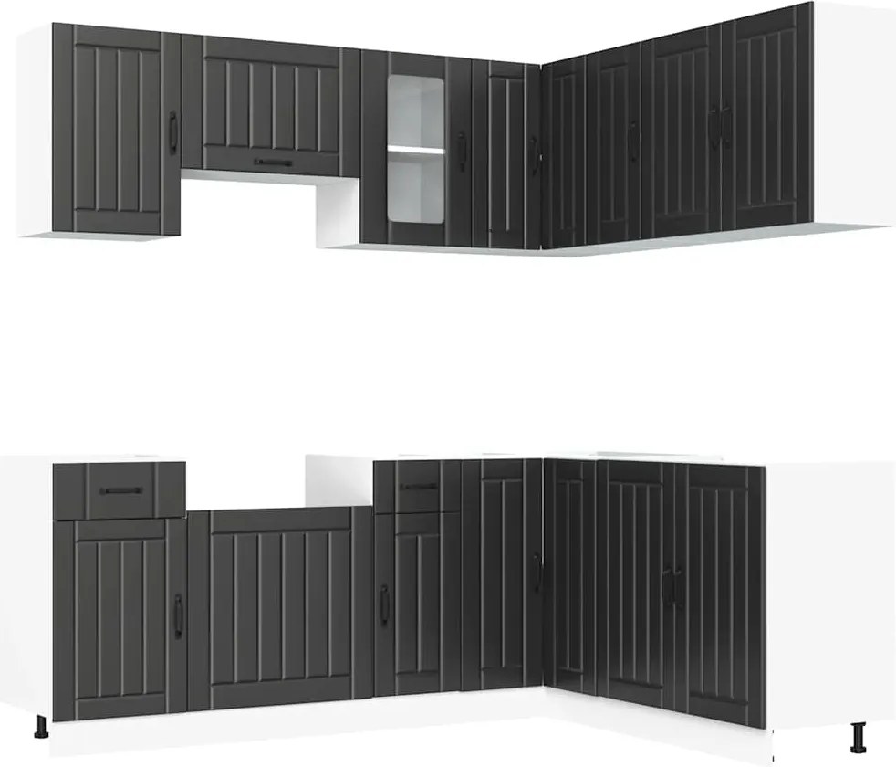 vidaXL Set dulap de bucătărie 11 piese „Lucca” lemn negru prelucrat