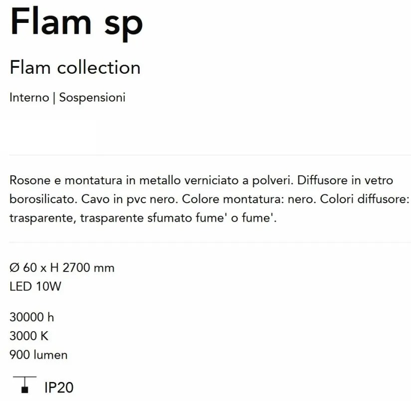 Pendul LED design minimalist Flam sp transparent