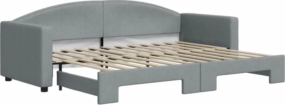 vidaXL Pat de zi cu extensie, gri deschis, 80x200 cm, textil