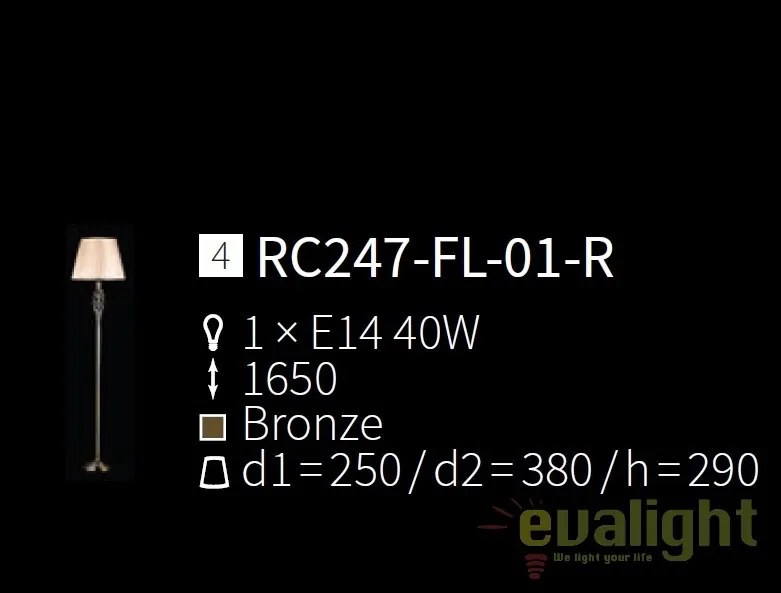 Lampadar elegant design clasic Grace bronz MYRC247-FL-01-R