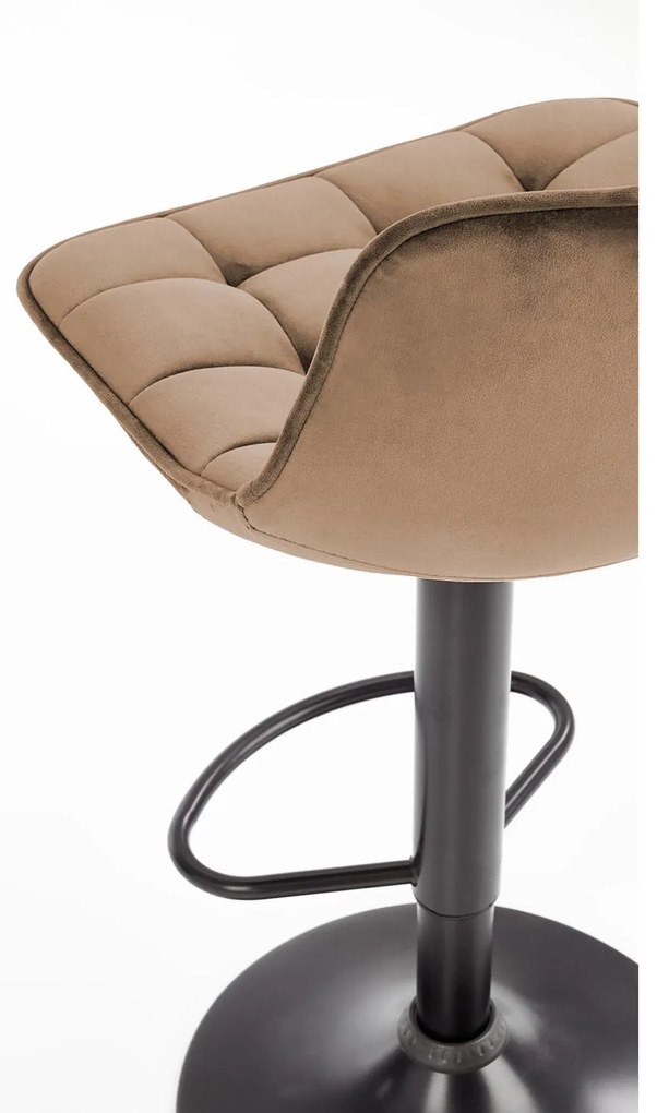 Scaun de bar cu picior negru MALIBU VELVET, bej