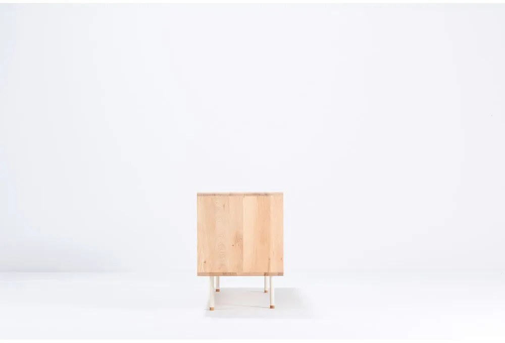 Comodă TV albă/în culoare naturală din lemn de stejar 180x64 cm Fina – Gazzda