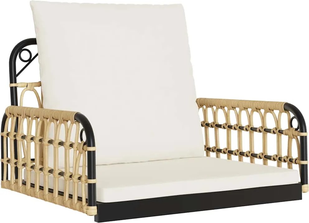 vidaXL Scaun balansoar cu perne, 63x58x39 cm, poliratan și oțel