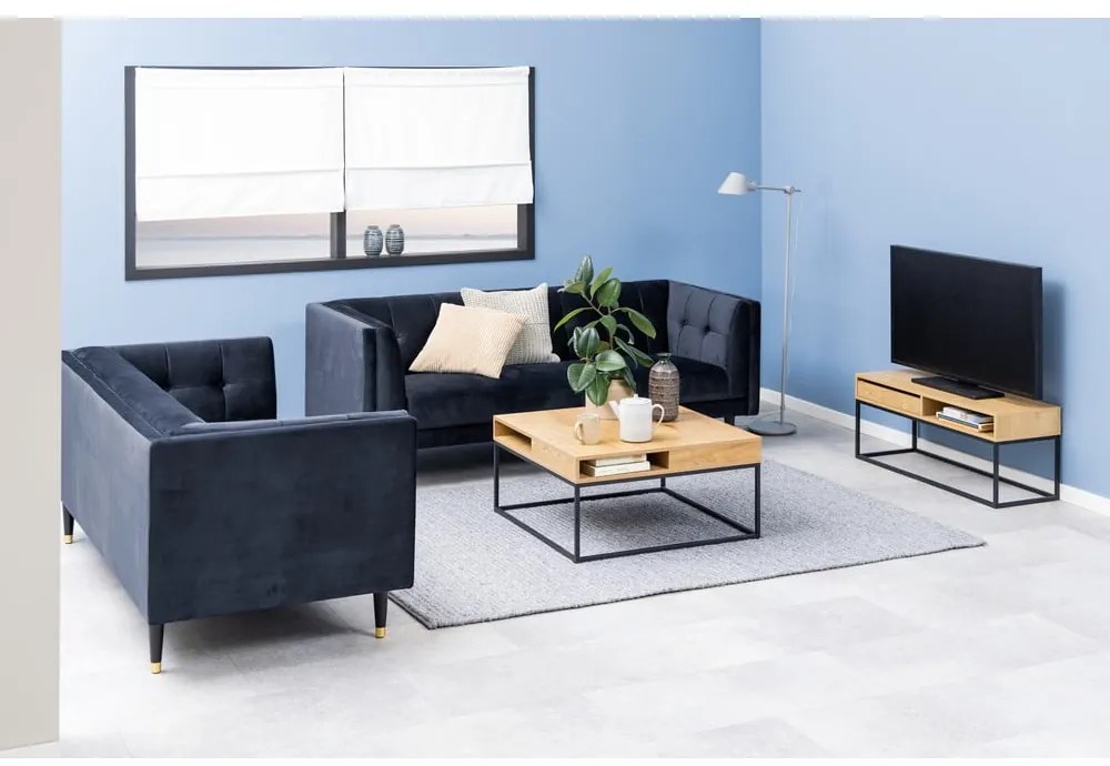 Măsuță de cafea în culoare naturală închisă cu blat cu aspect de lemn de stejar 80x80 cm Willford – Actona