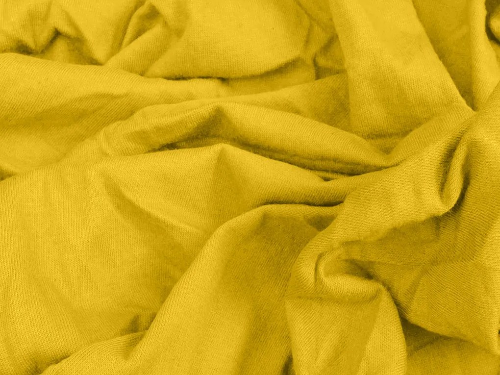 Cearsaf Jersey EXCLUSIVE cu elastic galben mustar 140 x 200 cm