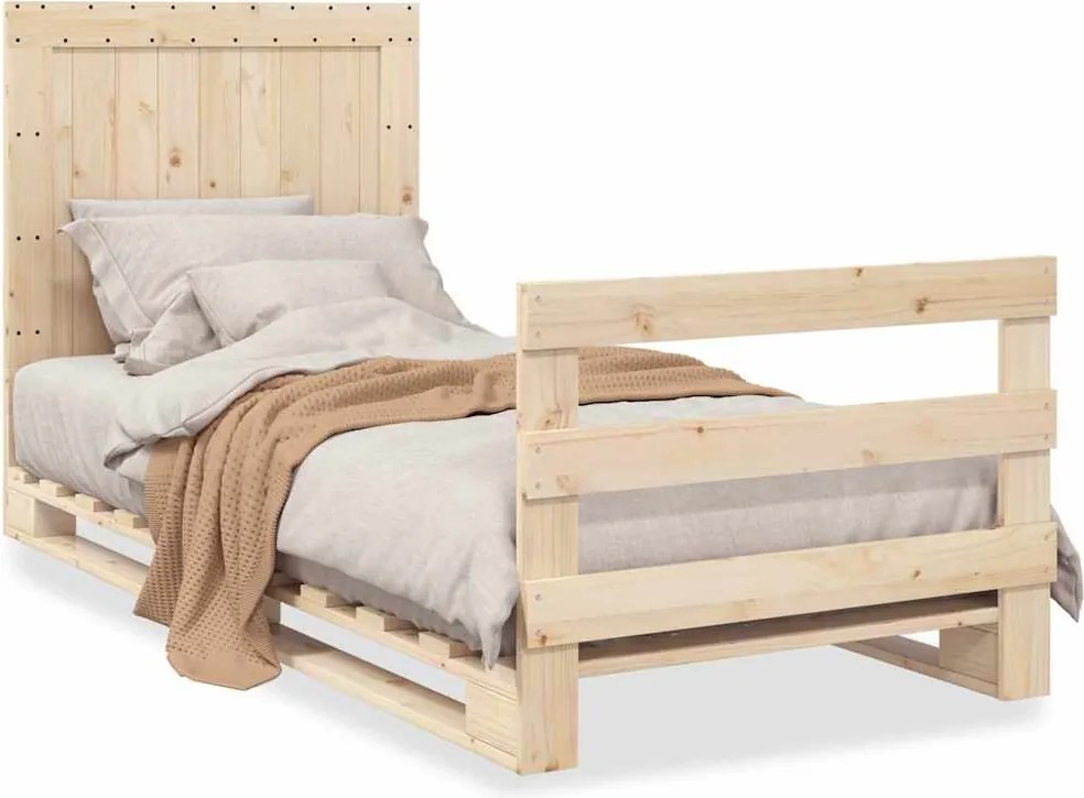 vidaXL Cadru de pat cu tăblie, 90x200 cm, lemn masiv de pin