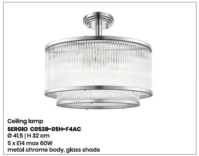 Lustra aplicata eleganta design modern SERGIO crom C0528-05H-F4AC ZL