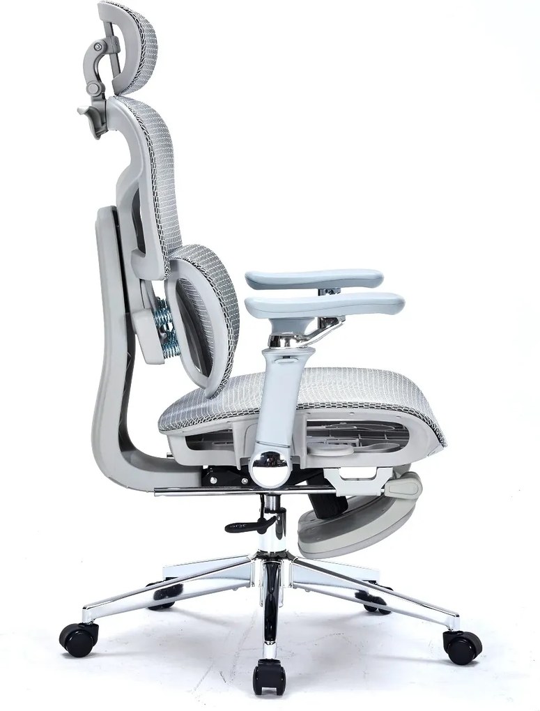 RESIGILAT- Scaun ergonomic premium DeluxStar T9 – cotiere 6D ultra moi, suport lombar adaptiv, spătar reglabil pe inaltime, tetiera 4D, mecanism multifunctional inclinare/blocare, pivotant, Mesh, Gri