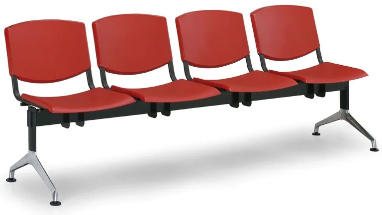 Bancă de design din plastic, 4 locuri, gri