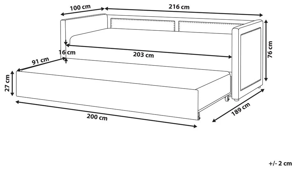 Pat extensibil 90x200 cm Mai (roz). 1035499
