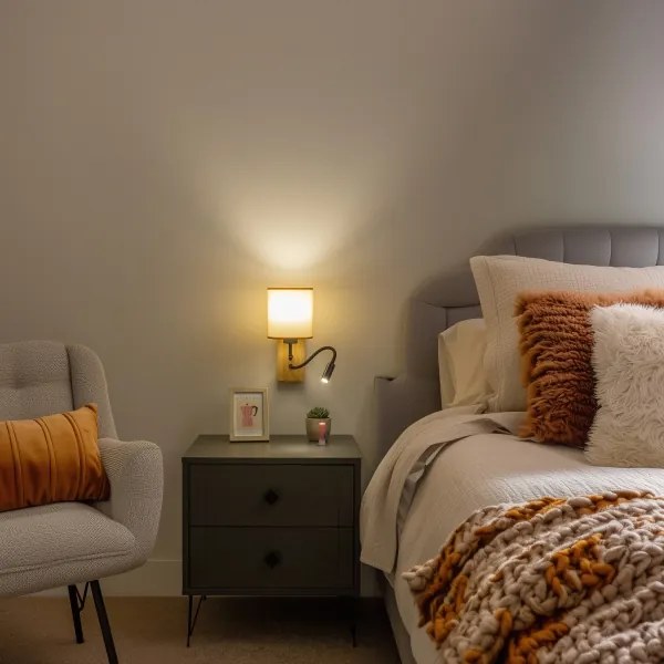 Lampă LED de perete Brilagi NUBILA WOOD 1xE27/25W/230V + LED/3W stejar/maro deschis