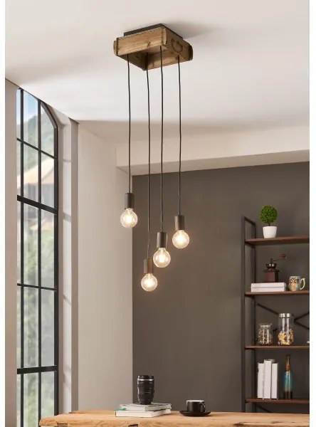 Lustră pe cablu WOOTTON 4xE27/40W/230V Eglo 43591