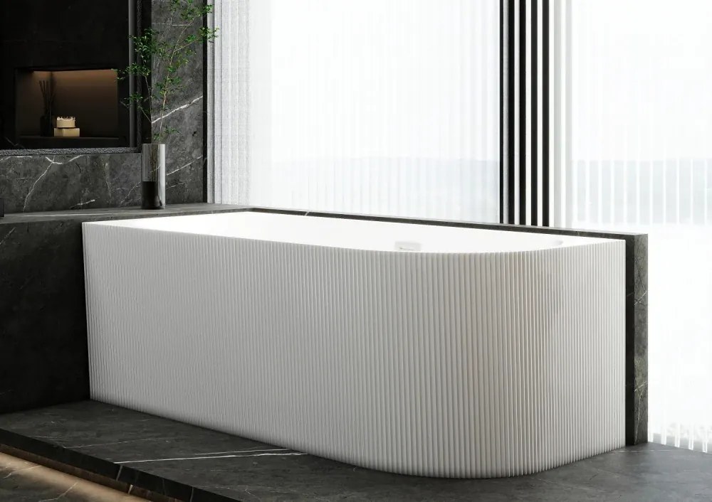 Cada freestanding Yara, colt perete stanga, acril, Alb lucios,169x76x59 cm, 5021L