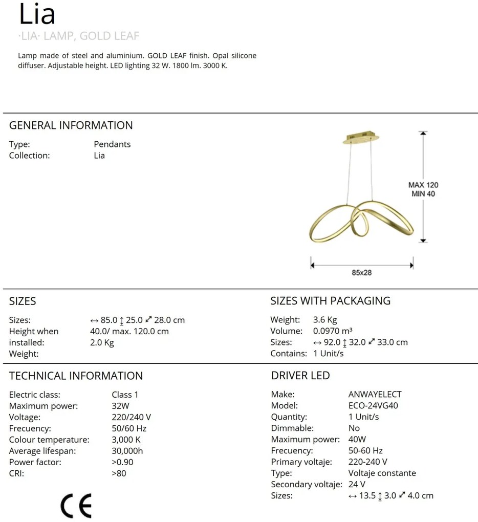 Lustra LED design ultra-modern Lia aurie SV-328326