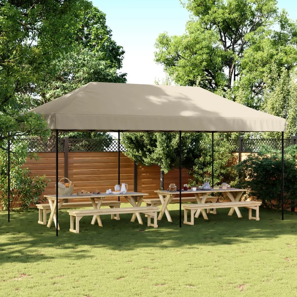 vidaXL Cort de petrecere pliabil Pop-Up, taupe, 580x292x315 cm