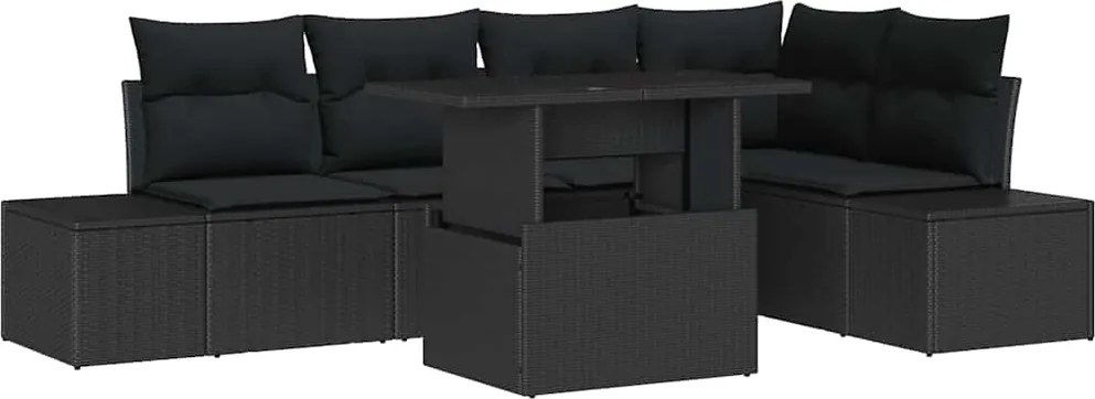 vidaXL Set de canapele pentru grădină 6 pcs Negru Rattan poli