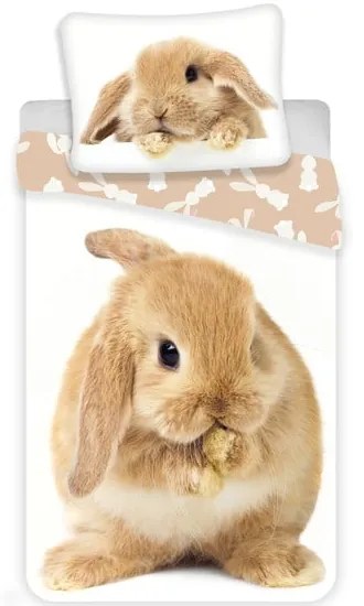 Lenjerie de pat pentru copii albă-maro din bumbac pentru pat de o persoană 140x200 cm Bunny – Jerry Fabrics
