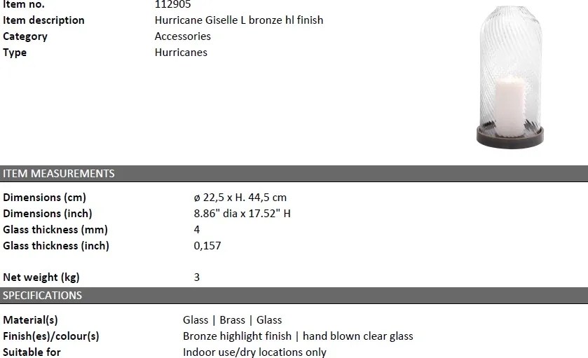 Suport lumanare design LUX Giselle L diam.22,5cm 112905 HZ