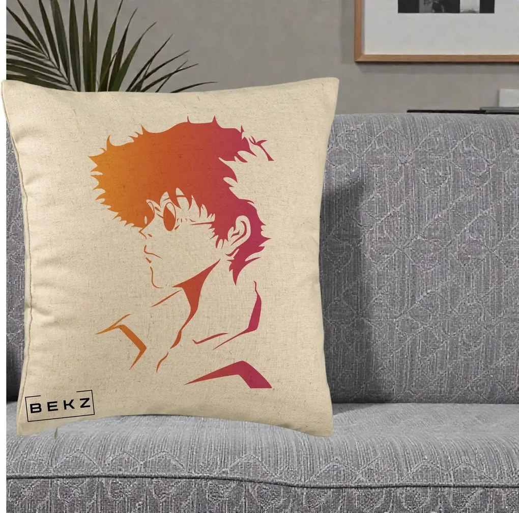 Perna Decorativa Cowboy Bebop Spike Silueta Gradient, 40x40 cm, Bej, Husa Detasabila, Perna Inclusa, BEKZ®