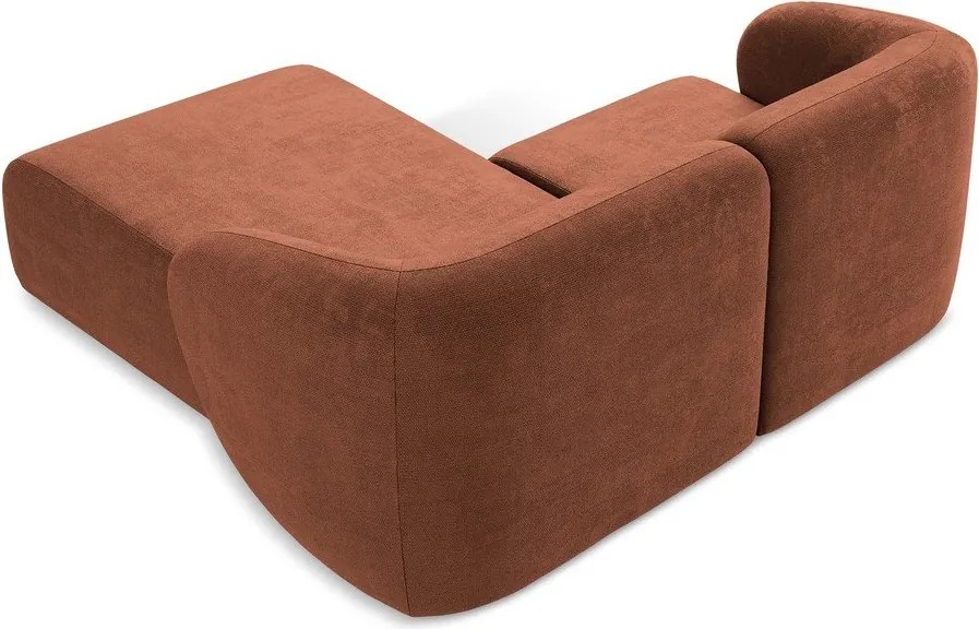 Colțar teracotă cu tapițerie din chenille (cu colț pe partea dreaptă/cu șezlong) Lani – Makamii