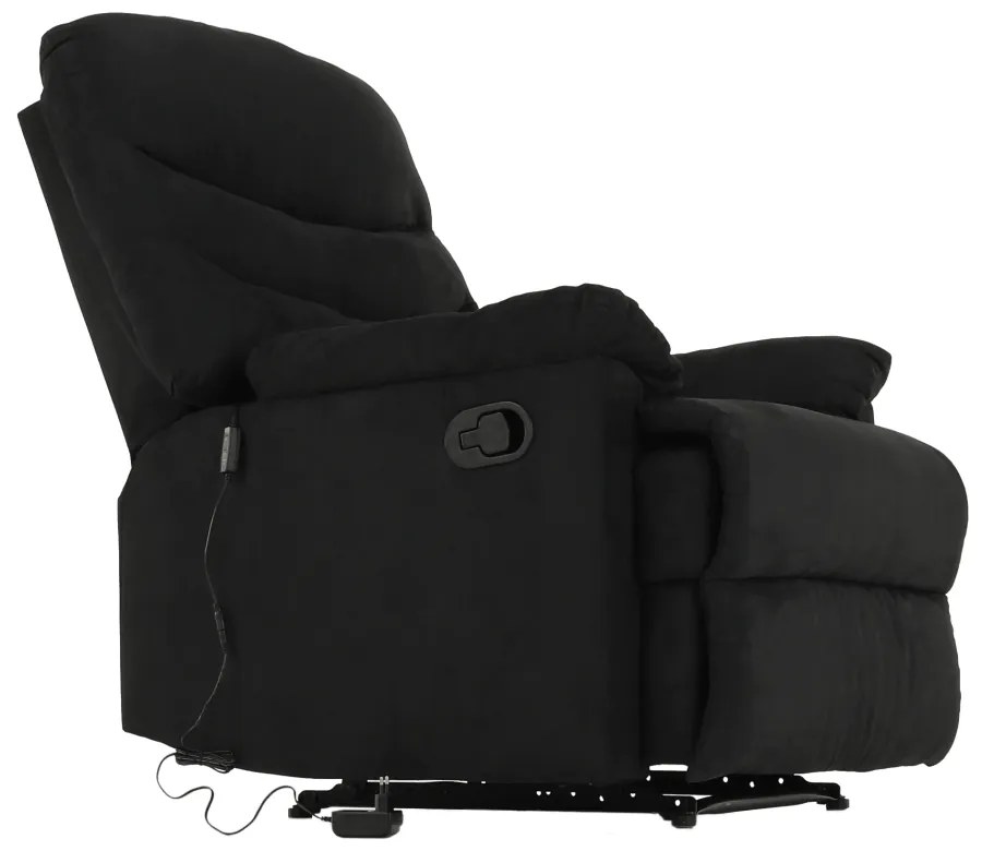 Fotoliu reglabil masaj, material textil catifea negru, LAMBERT