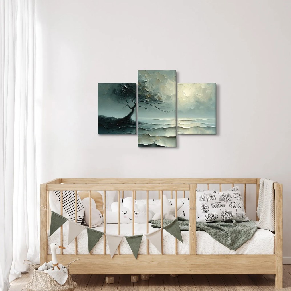 Tablou - pictură în ulei de un copac cu oceanul (90x60 cm)
