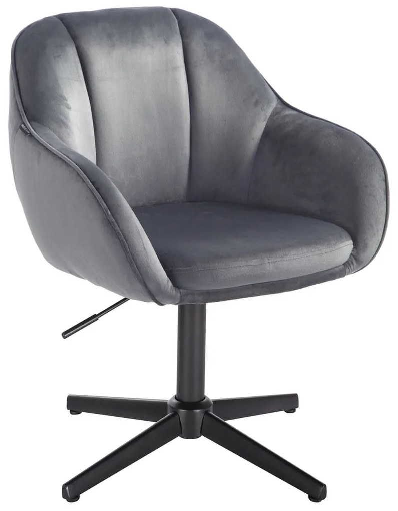 HR2055CROSS Scaun Grafit din Catifea cu Bază Neagră