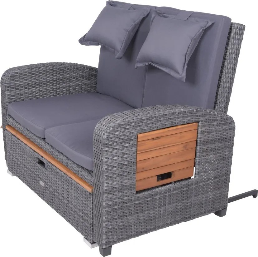 Canapea de grădină gri din ratan artificial Bari – Garden Pleasure