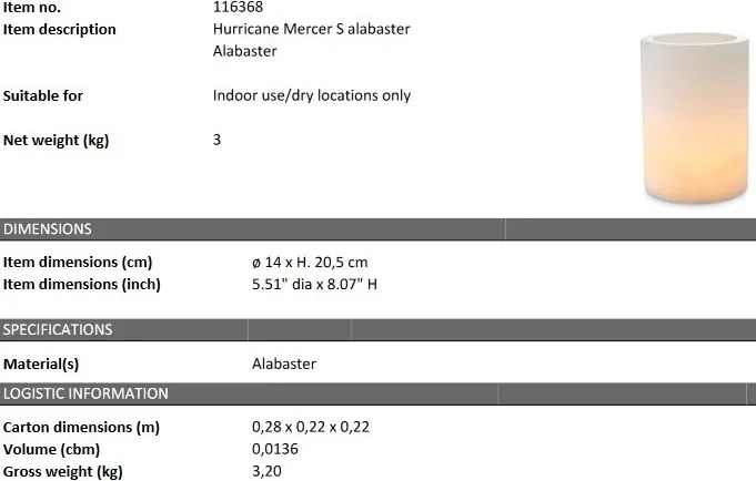 Suport lumanare design modern LUX Mercer S 116368 HZ