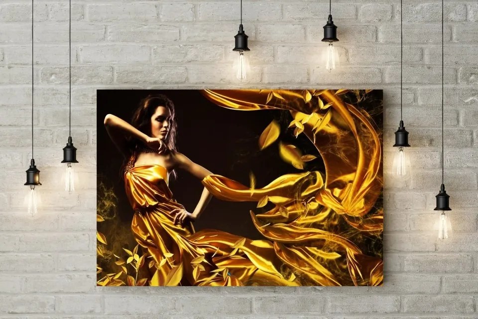 Tablou canvas Gold Dress Girl 120x80 cm