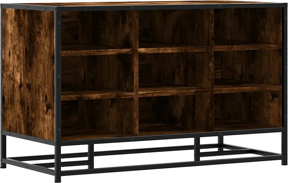 vidaXL Bancă de pantofi din stejar afumat lemn de prelucrare și metal