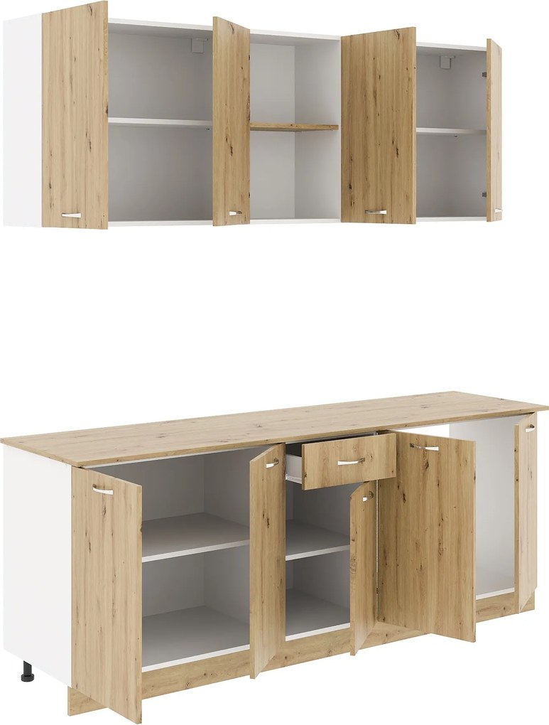 Set Bucatarie Nisa, Stejar Artisan/Alb, L 200 cm