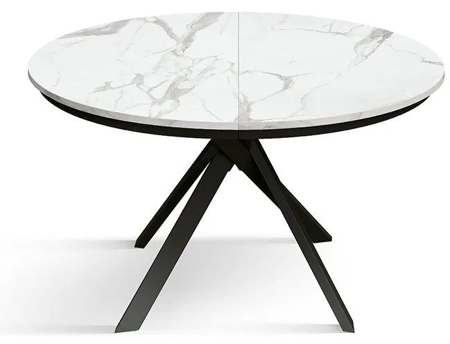 Masa rotunda extensibila Lila, blat Alb Marmorat Ø 120 cm