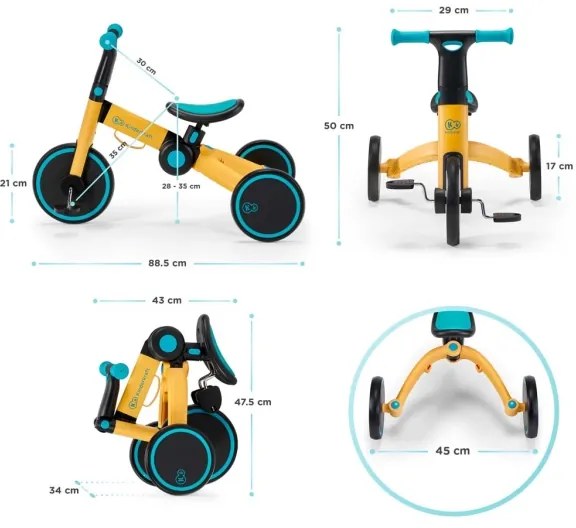 KINDERKRAFT - Bicicletă 3în1 4TRIKE pentru copii, roz