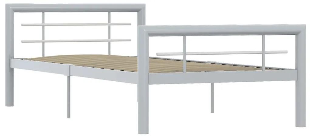 284557 vidaXL Cadru de pat, gri și alb, 100 x 200 cm, metal