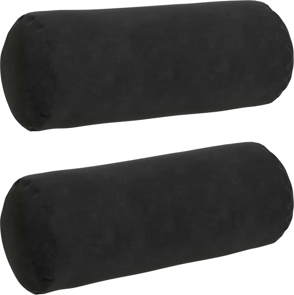 vidaXL Perne Bolster 2 pcs Negru Ø 15 x 40 cm Țesătură din corduroy