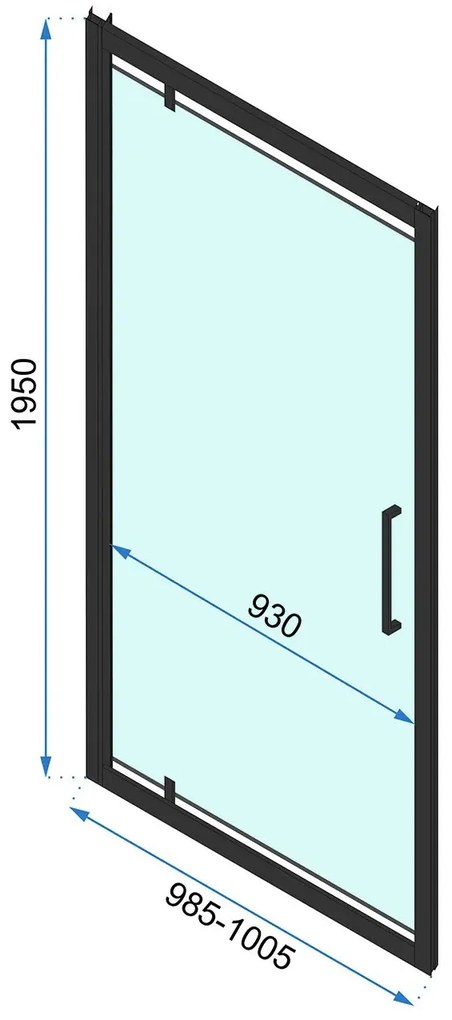 Cabina de dus patrata cu usa batanta si 2 pereti ficsi Rea Rapid Swing 100x100 negru