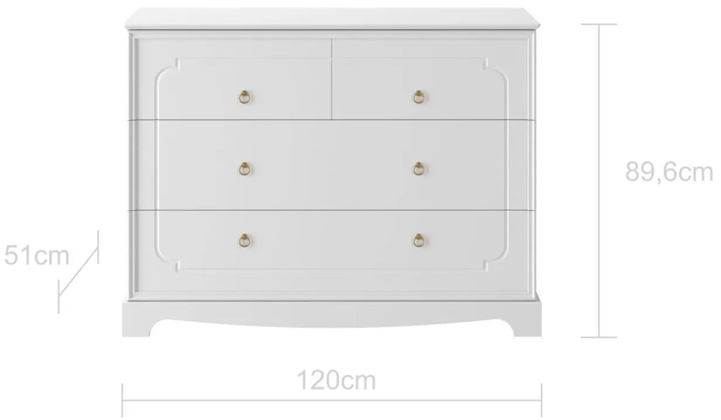 Comoda Royal alba cu 4 sertare