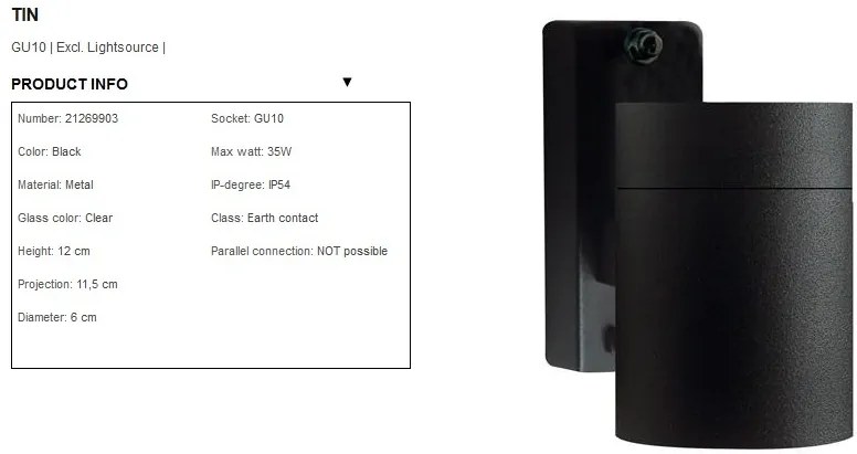 Aplica de perete exterior, IP54 Tin negru 21269903 NL