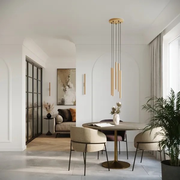 Lustră pe cablu Sollux SL.1174 PASTELO 5xG9/8W/230V auriu