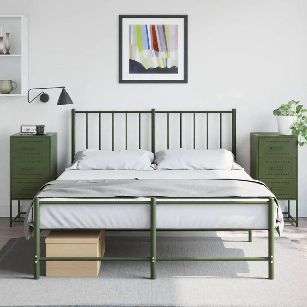 vidaXL Noptiere, 2 buc., verde olive, 36x39x78 cm, oțel