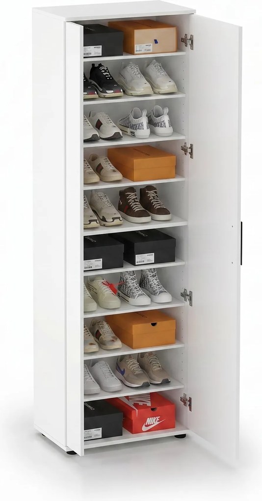 Pantofar Adore Porto, 2 usi reversibile cu oglinda, 10 rafturi, capacitate 28 perechi, 60 x 187 x 36 cm