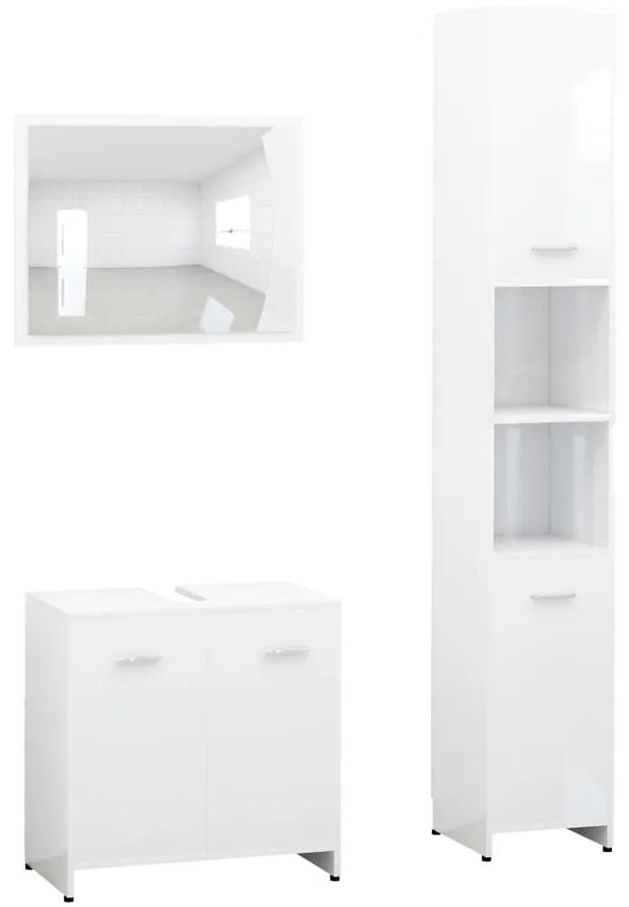 3056916 vidaXL Set mobilier de baie, 3 piese, alb, lemn prelucrat