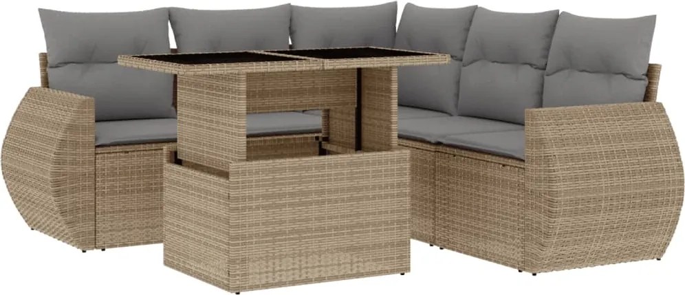 vidaXL Set canapele de grădină cu perne, 6 piese, bej, poliratan